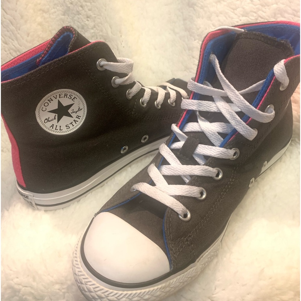 Grey Blue Pink Double Tongue Converse